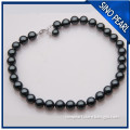 AAA 10MM Freshwater Shell Black Pearl Necklace With Crystal